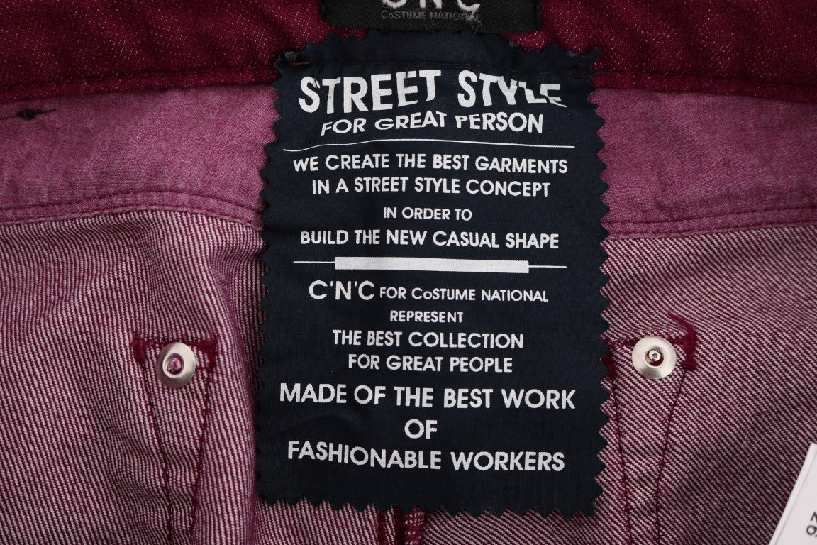 Costume National Rot gewaschene Cotton Stretch Denim Jeans