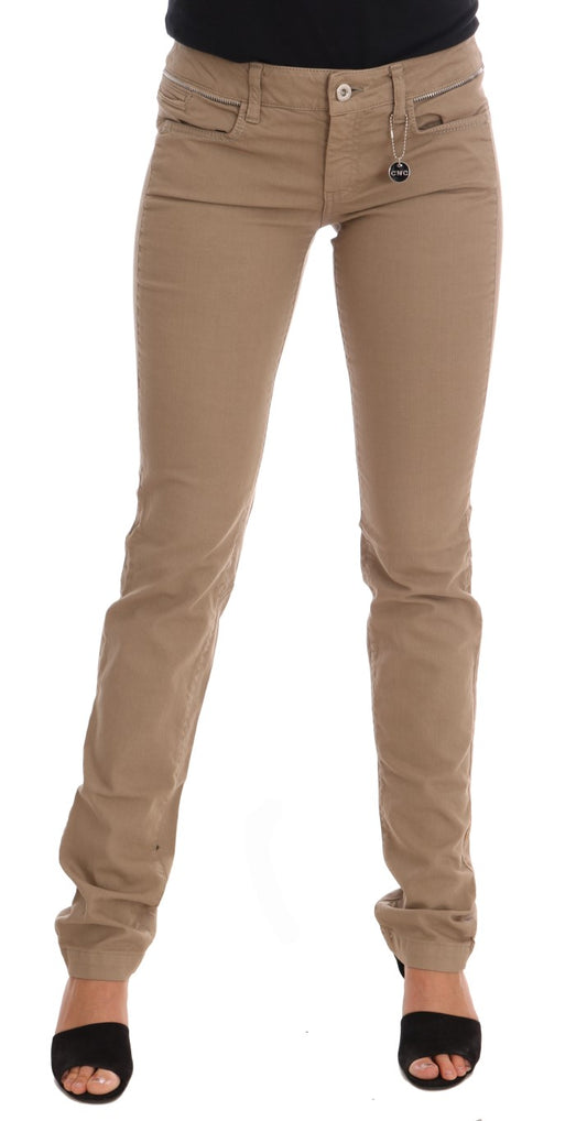 Costume National Beige Baumwolle Stretch Slim Fit Jeans