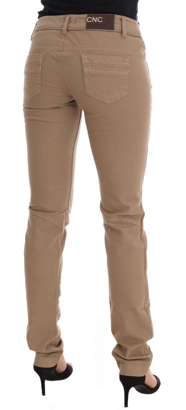 Costume National Beige Baumwolle Stretch Slim Fit Jeans
