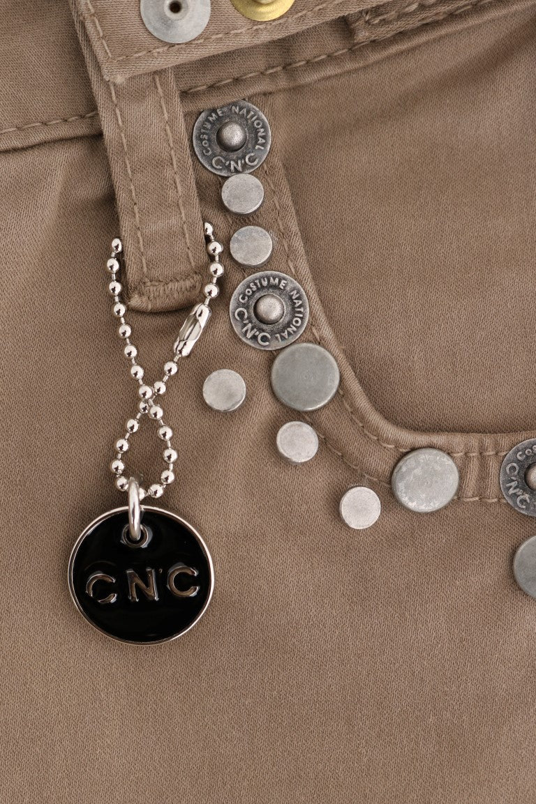 Costume National Beige Baumwolle Stretch Slim Fit Jeans