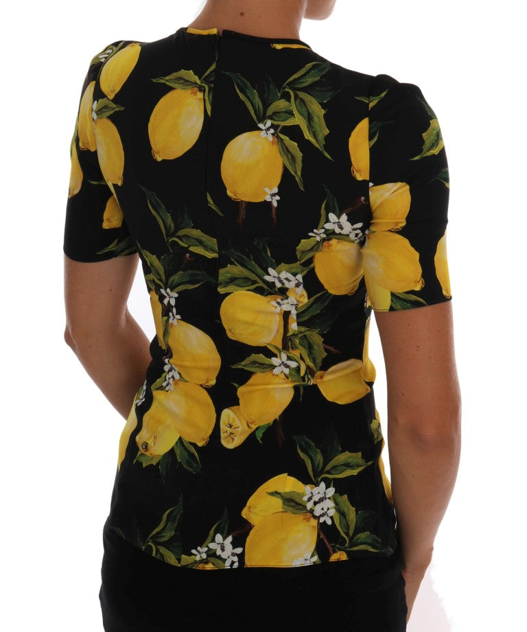 Dolce & Gabbana Mehrfarbiges Lemon Silk Stretch T-Shirt
