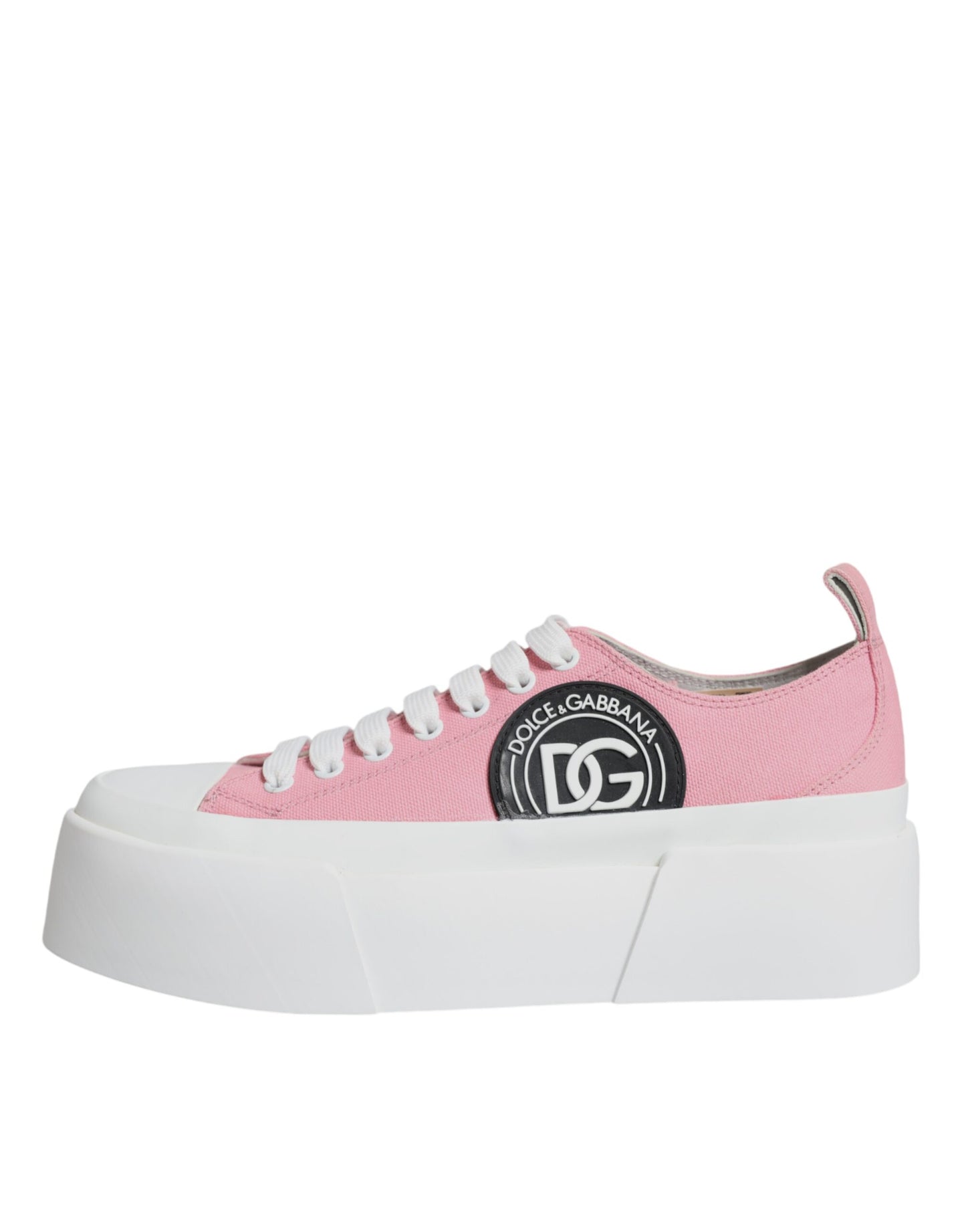 Dolce & Gabbana Rosa Weiß Canvas Logo Low Top Turnschuhe Schuhe