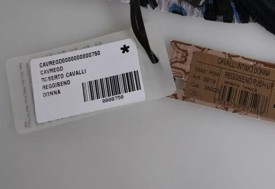 Roberto Cavalli Weißer Leopard Push Up Reggiseno BH Unterwäsche