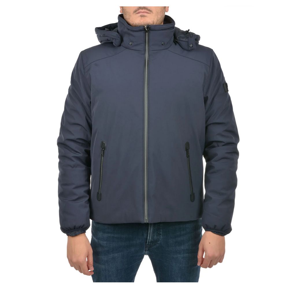 Yes Zee Blaue Nylon Herren Jacke