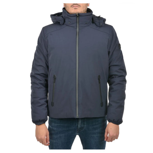 Yes Zee Blaue Nylon Herren Jacke