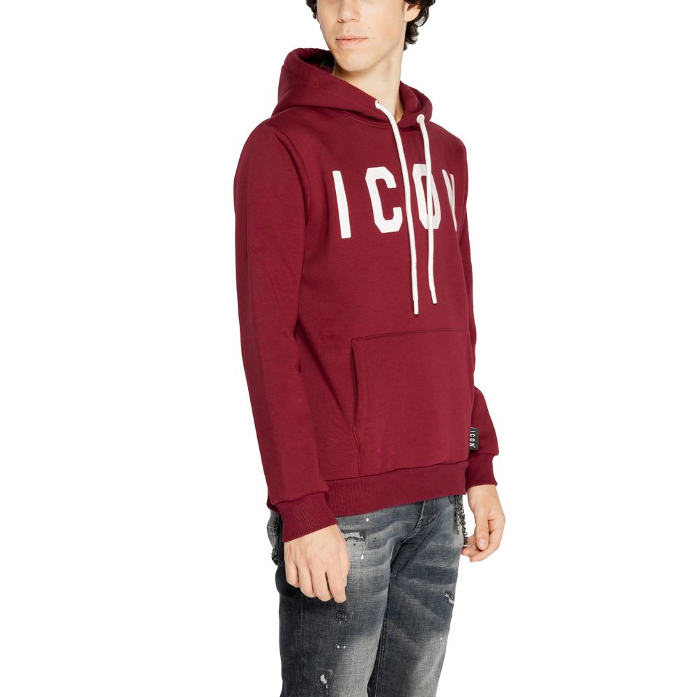 Icon Bordeauxfarbener Baumwoll-Kapuzenpulli