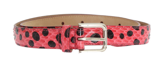 Dolce & Gabbana Rosa Polka-Schlangenhaut Gürtel mit Silberschnalle