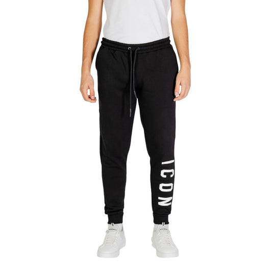 Icon Schwarze und weiße Baumwoll-Jogger Workout-Hose