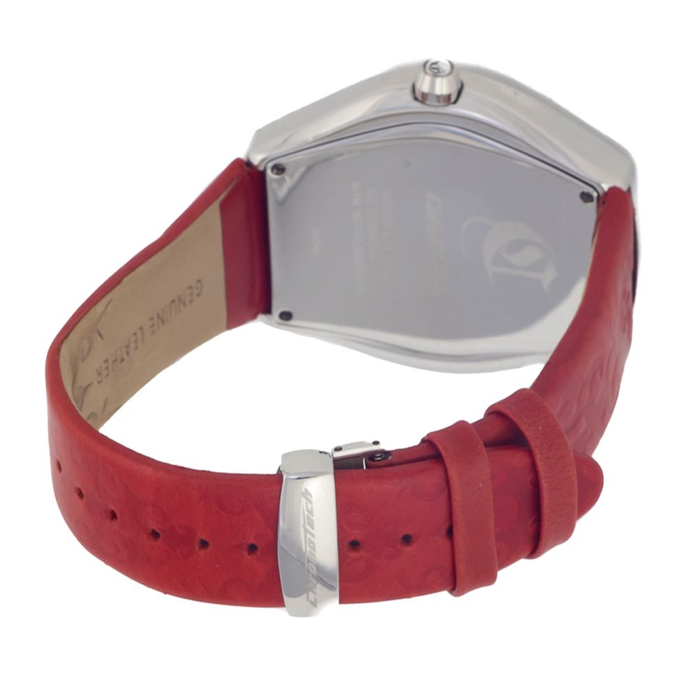 Chronotech Rote Leder-Kleid-Uhr