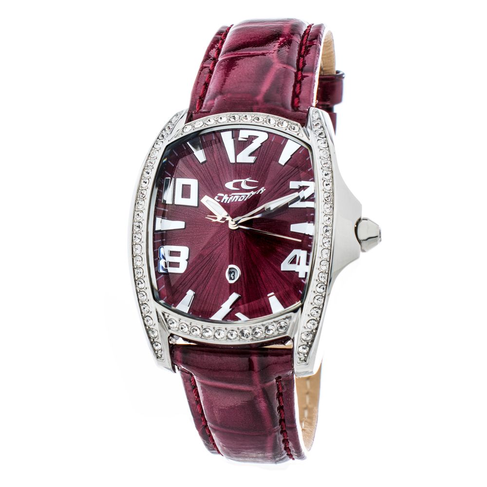 Chronotech Rote Leder-Kleid-Uhr
