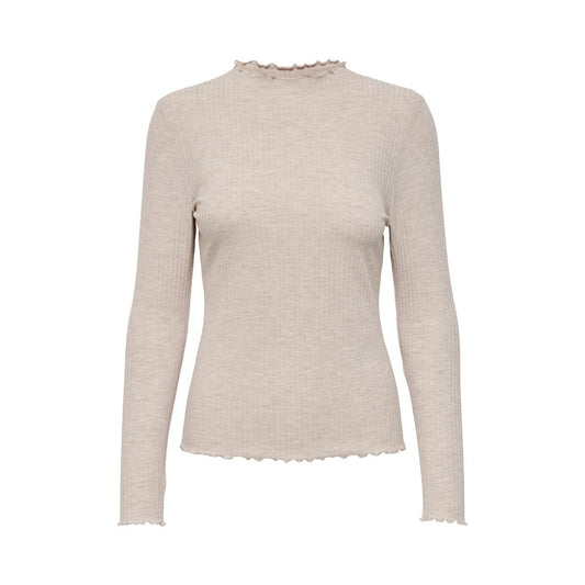 Only Beigefarbener Polyester-Rollkragenpullover