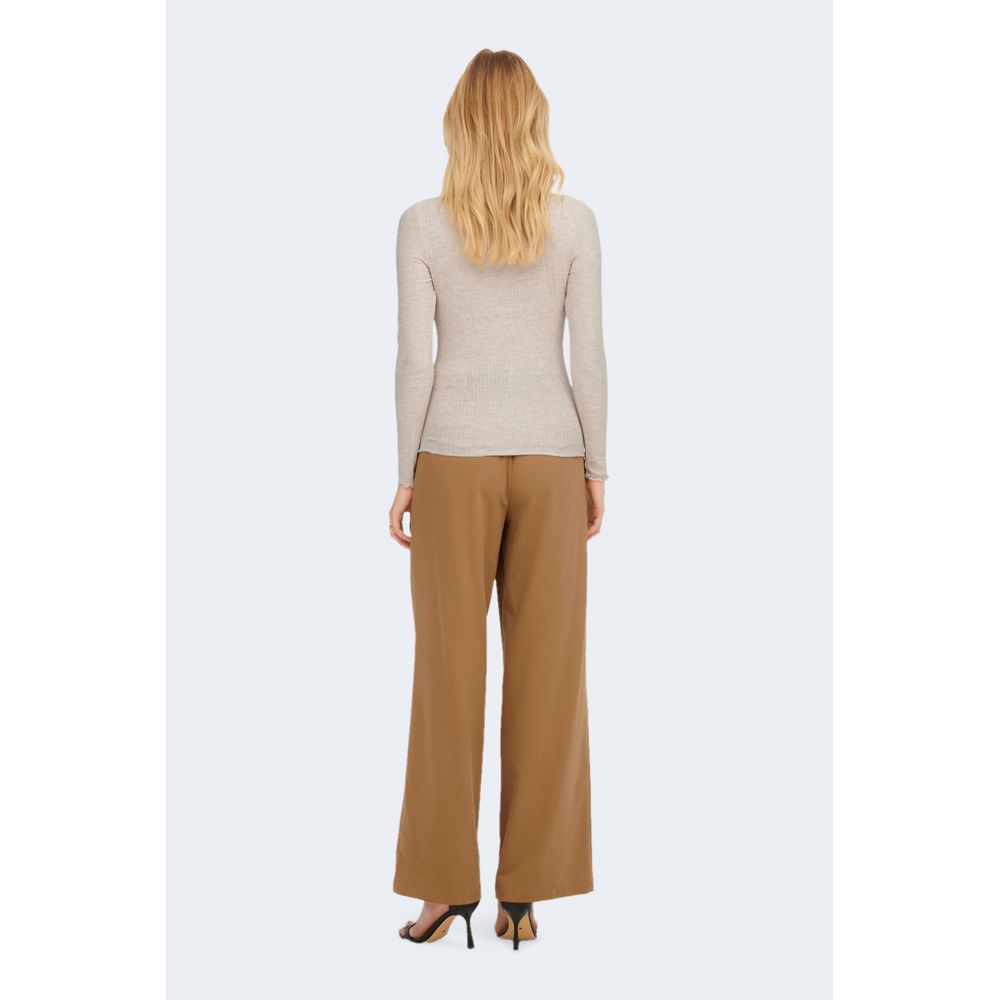 Only Beigefarbener Polyester-Rollkragenpullover