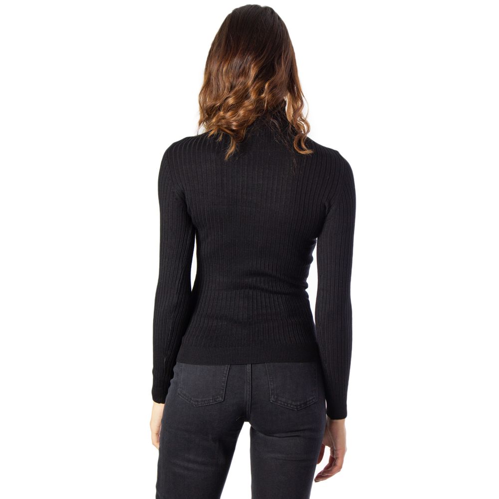 Only Schwarzer Viskose-Rollkragenpullover