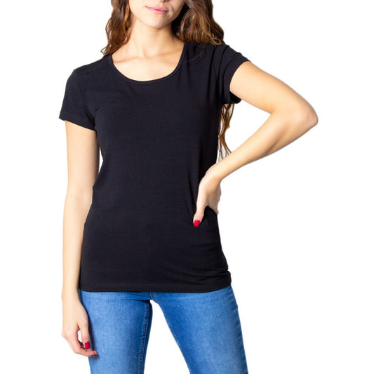 Only Schwarzes T-Shirt aus Baumwolle