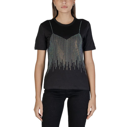 Only Schwarzes T-Shirt aus Baumwolle