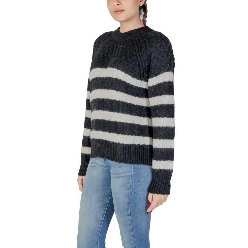 Only Schwarzer und weißer Pullover aus recyceltem Polyester
