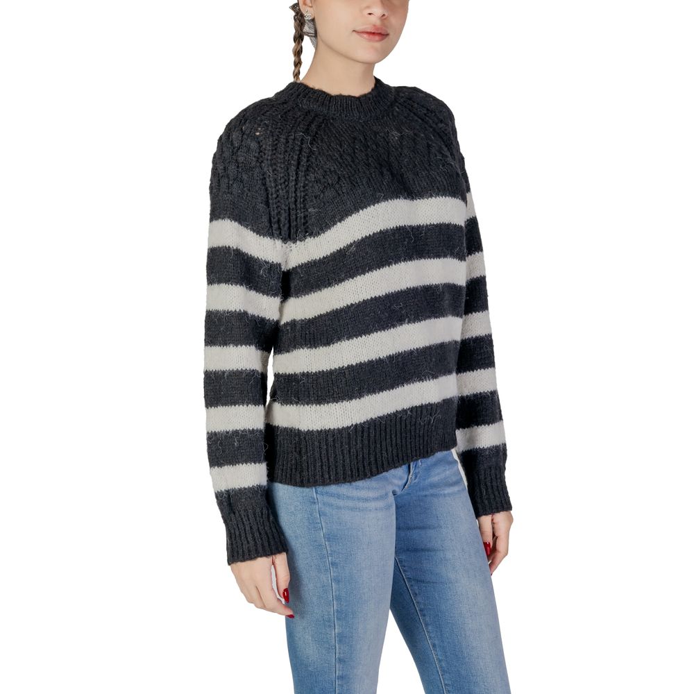 Only Schwarzer und weißer Pullover aus recyceltem Polyester