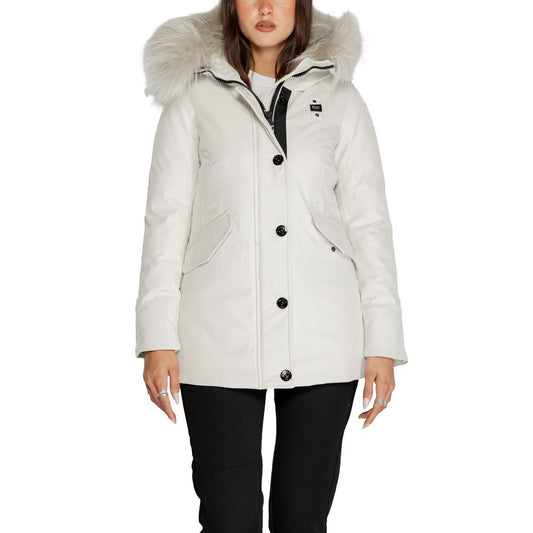 Blauer Weißer Polyester-Parka