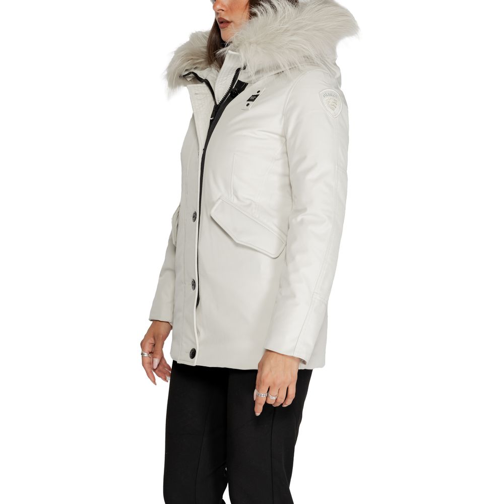 Blauer Weißer Polyester-Parka