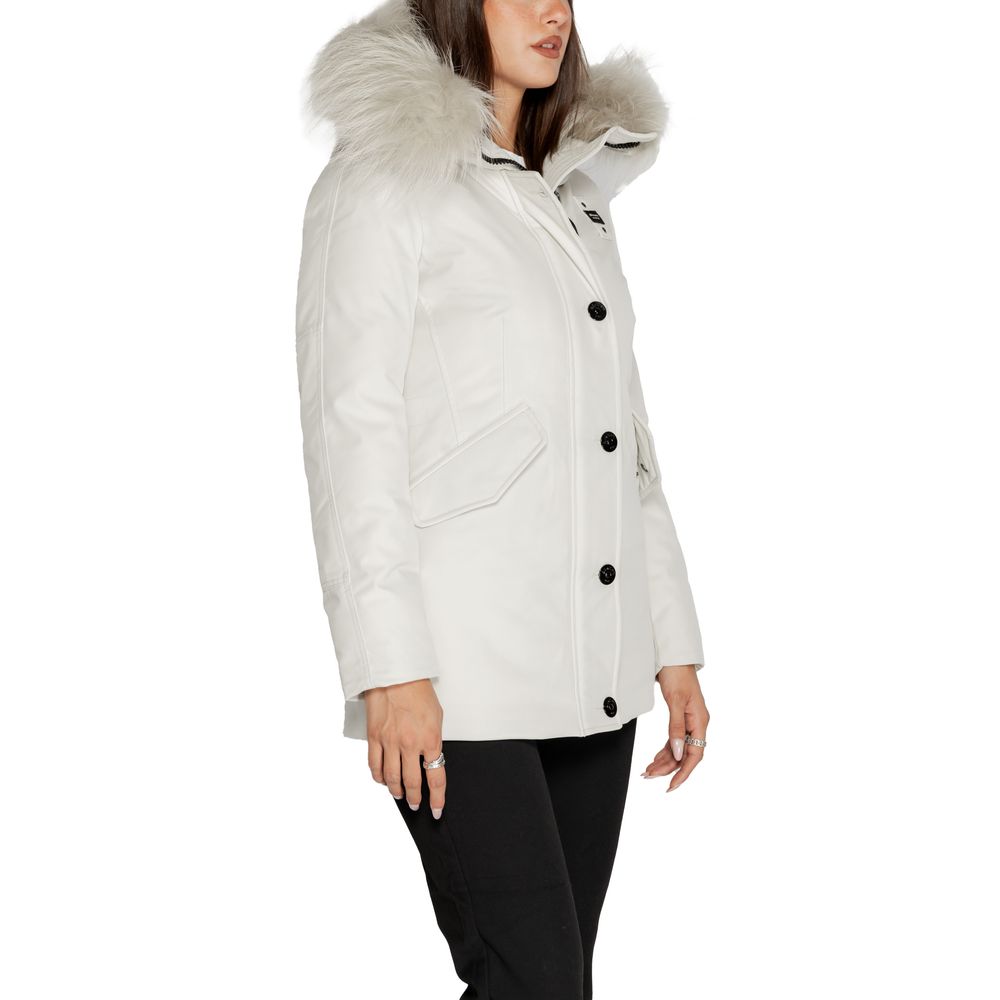 Blauer Weißer Polyester-Parka