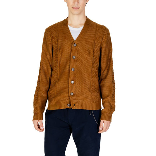 Hamaki-Ho Beigefarbene Polyester-Strickjacke