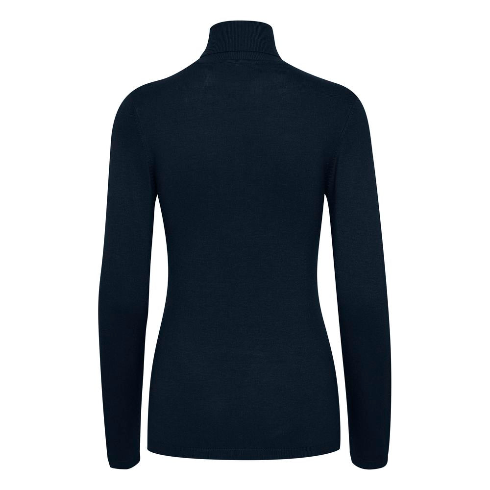 ICHI Blauer Viskose-Rollkragenpullover