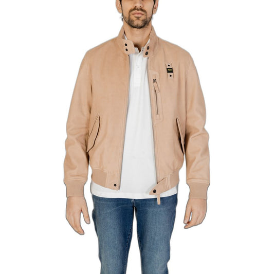 Blauer Beige Lederjacken &amp