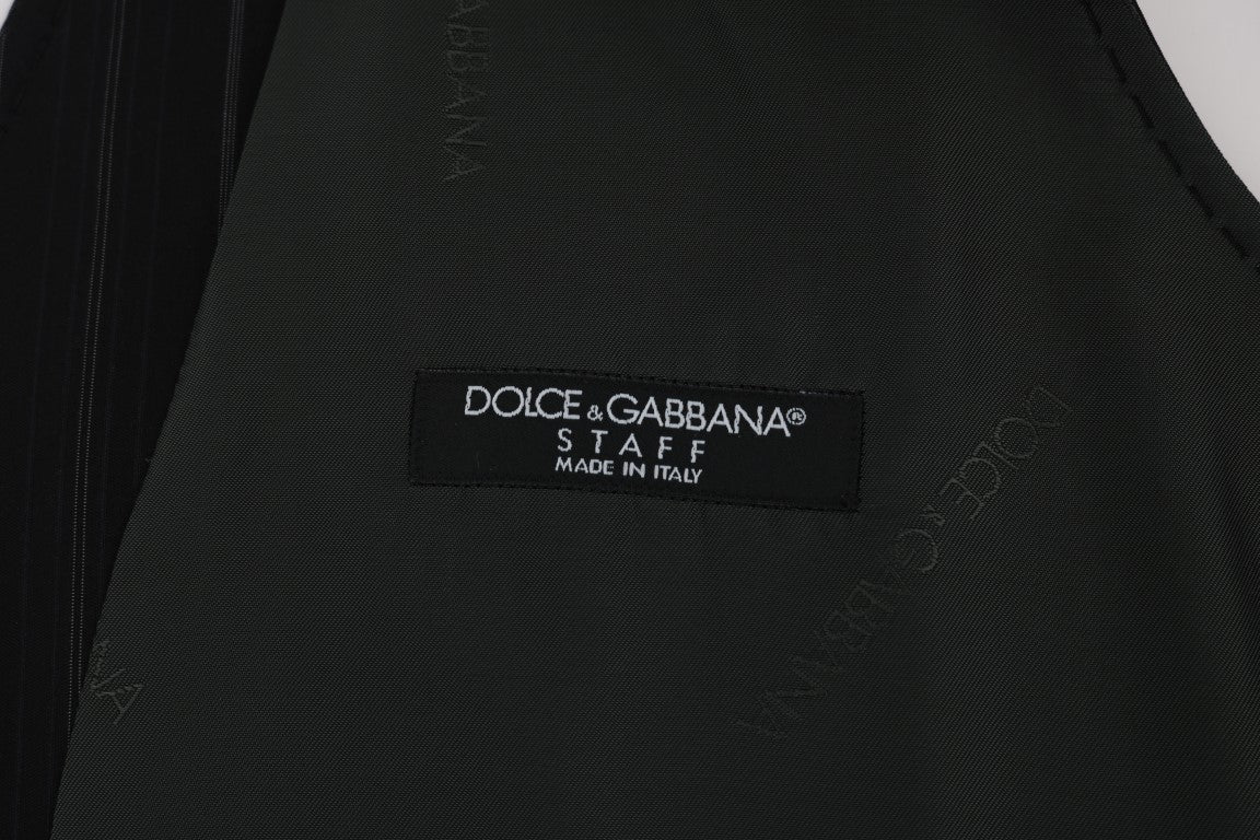 Dolce & Gabbana Schwarze STAFF Baumwollweste mit Streifen