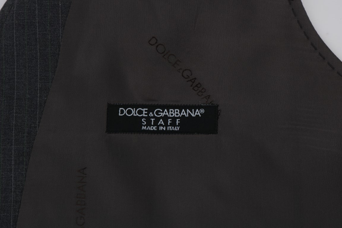 Dolce & Gabbana Graue STAFF Baumwollweste mit Streifen