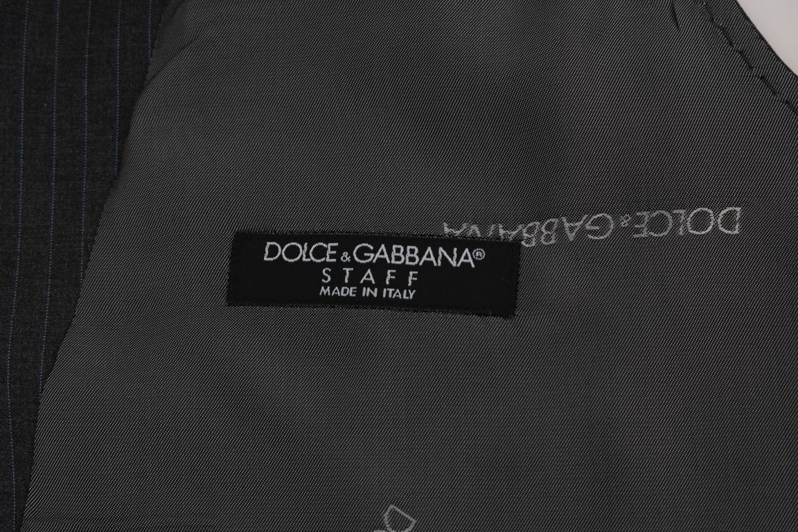 Dolce & Gabbana Graue STAFF Baumwollweste mit Streifen