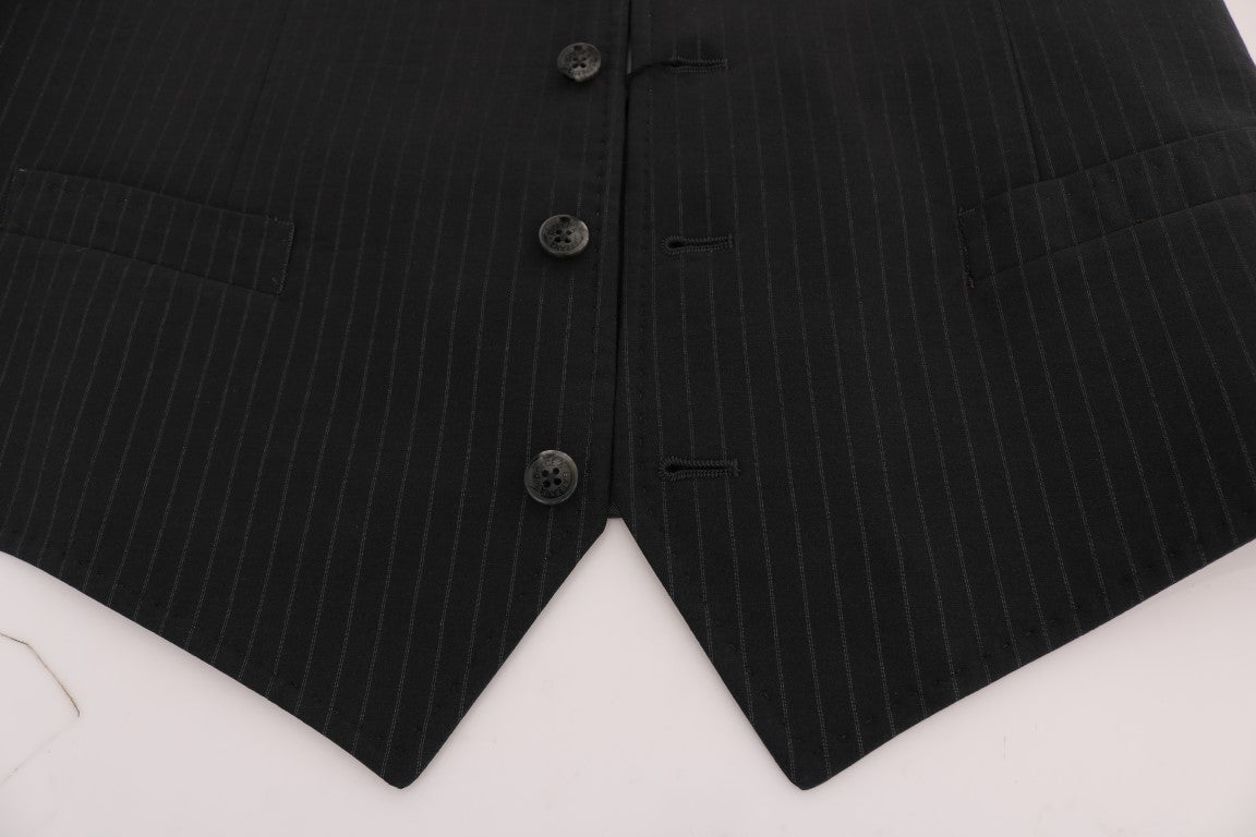 Dolce & Gabbana Graue STAFF Baumwollweste mit Streifen