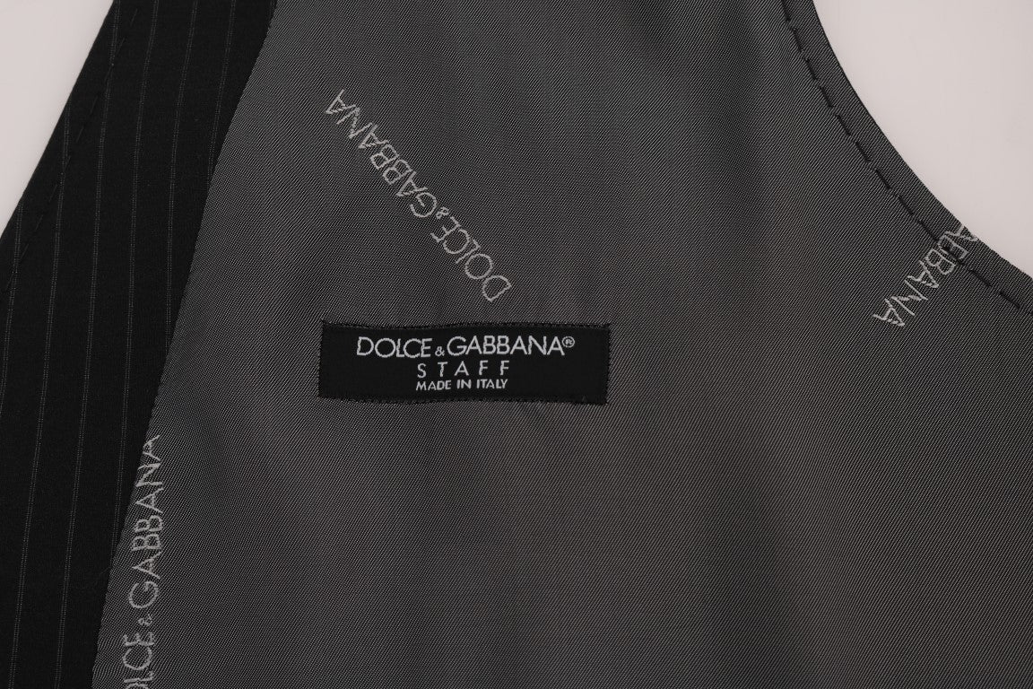 Dolce & Gabbana Graue STAFF Baumwollweste mit Streifen