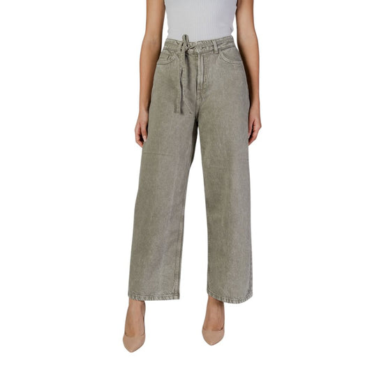 Only Grüne Bootcut-Jeans aus Baumwolle