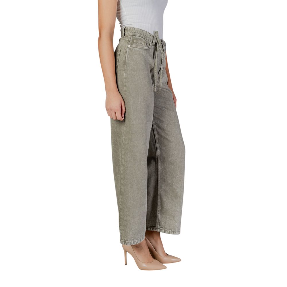 Only Grüne Bootcut-Jeans aus Baumwolle