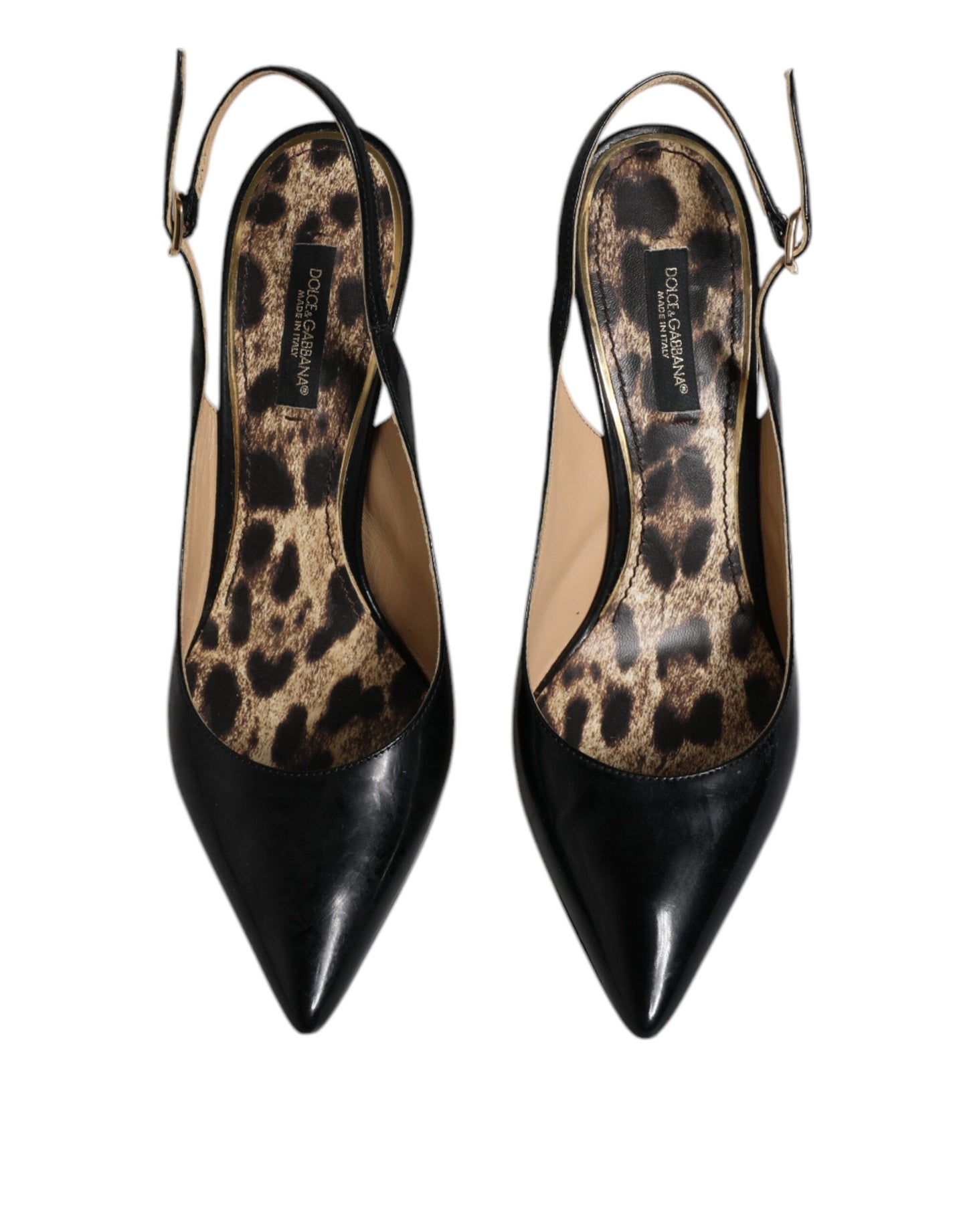Dolce & Gabbana Schwarze Leder High Heels Slingbacks Schuhe