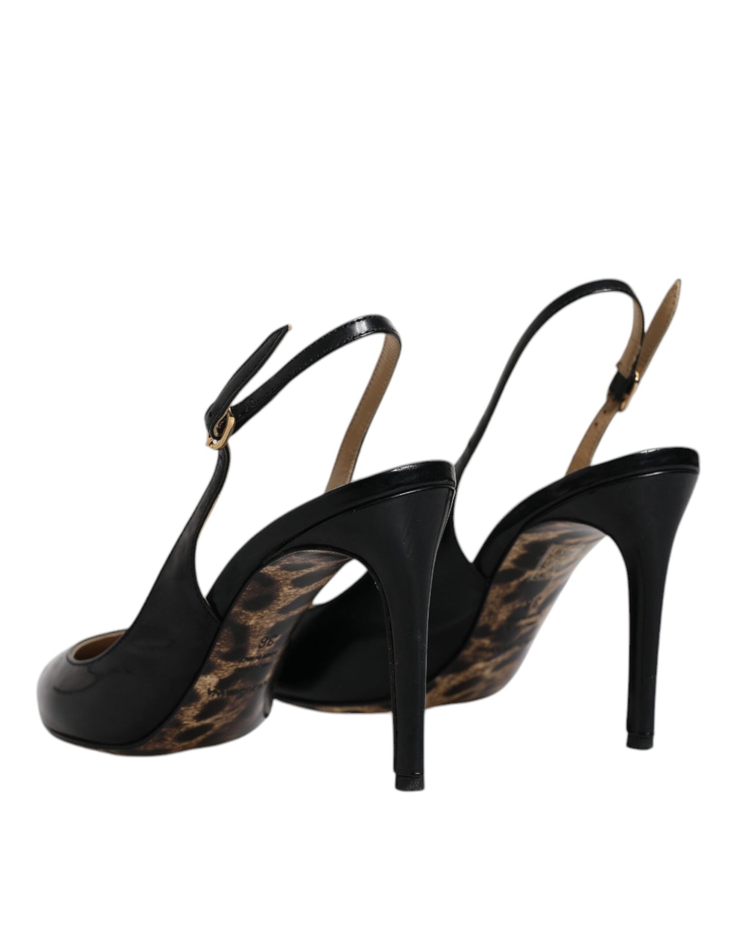 Dolce & Gabbana Schwarze Leder High Heels Slingbacks Schuhe