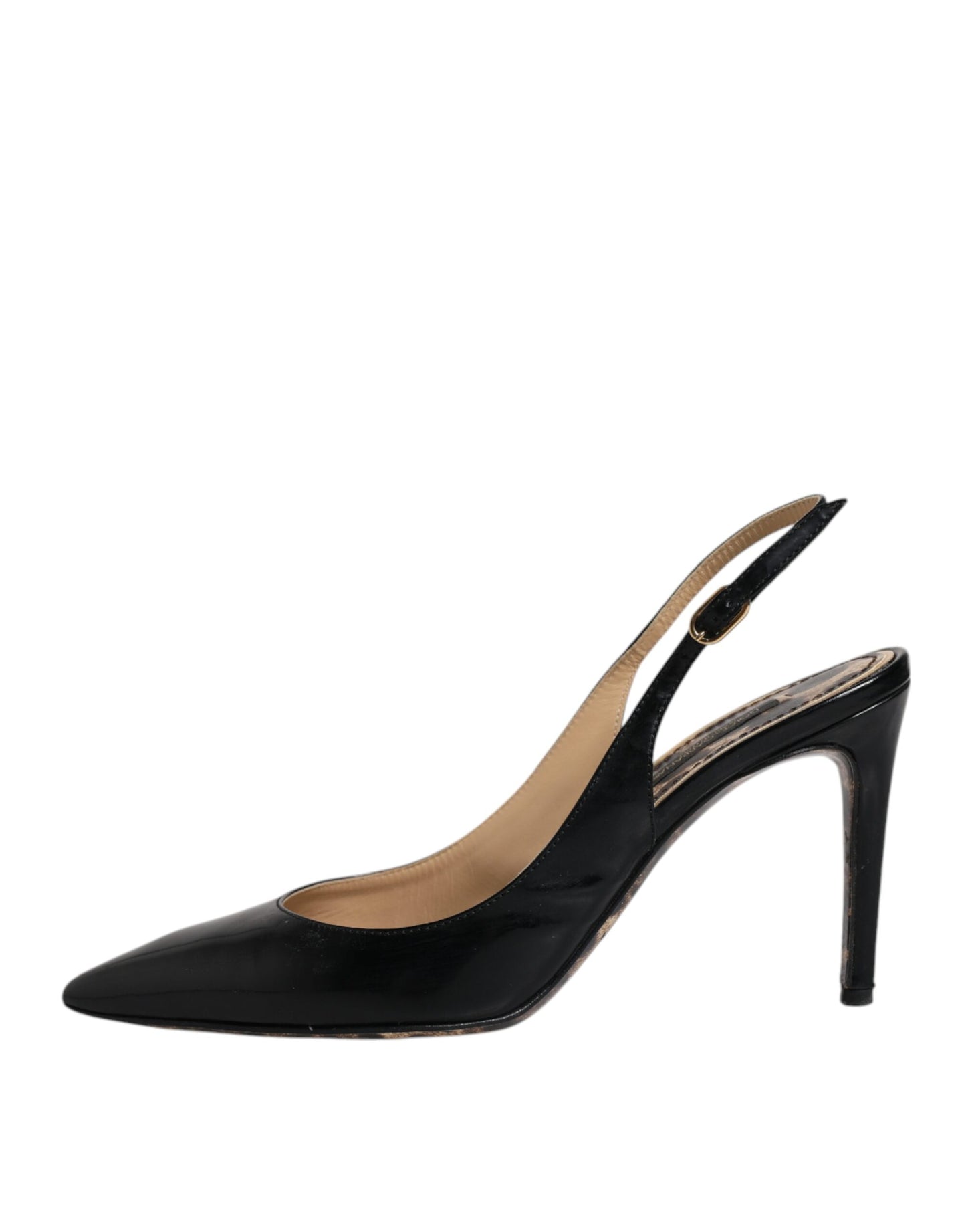 Dolce & Gabbana Schwarze Leder High Heels Slingbacks Schuhe