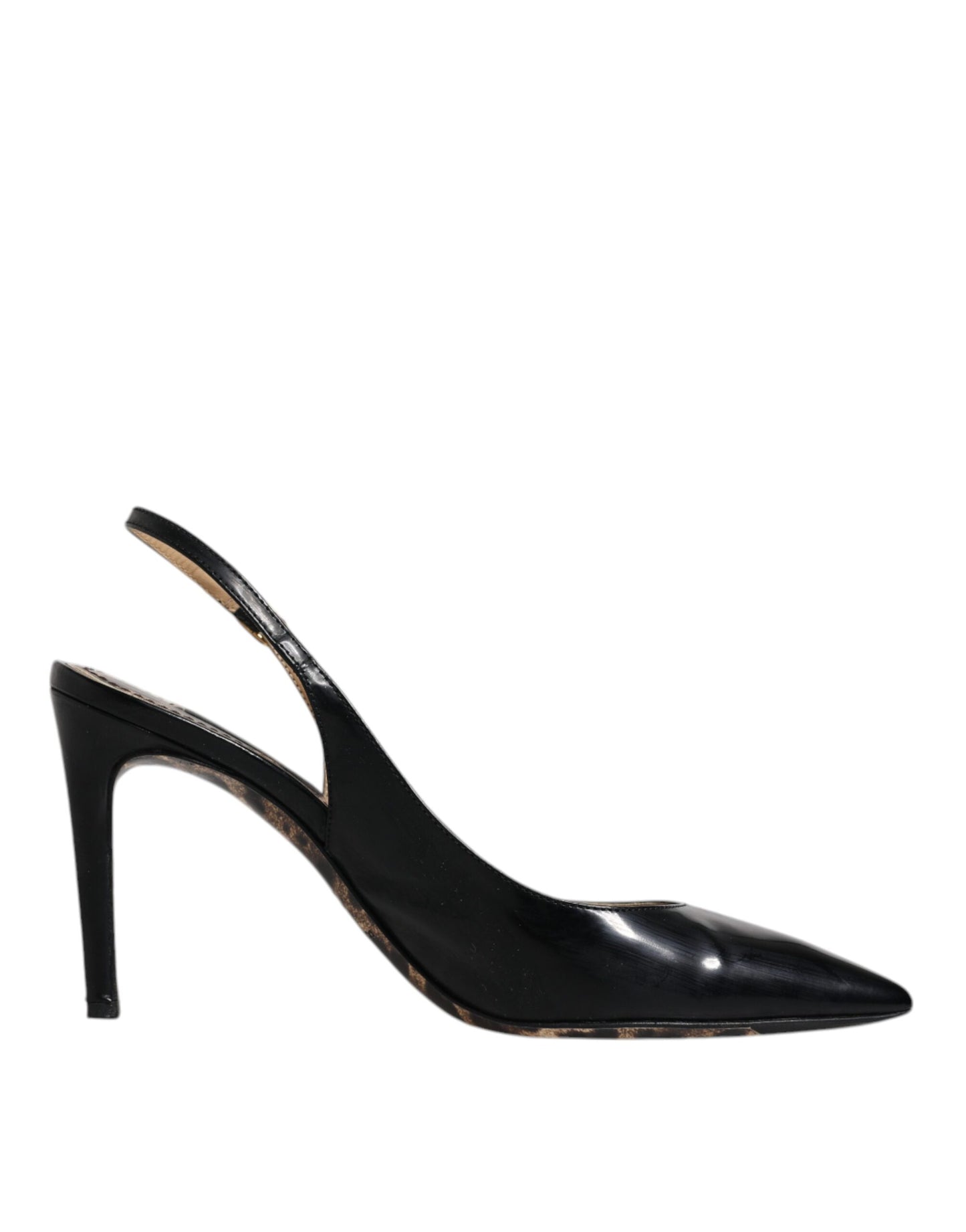Dolce & Gabbana Schwarze Leder High Heels Slingbacks Schuhe