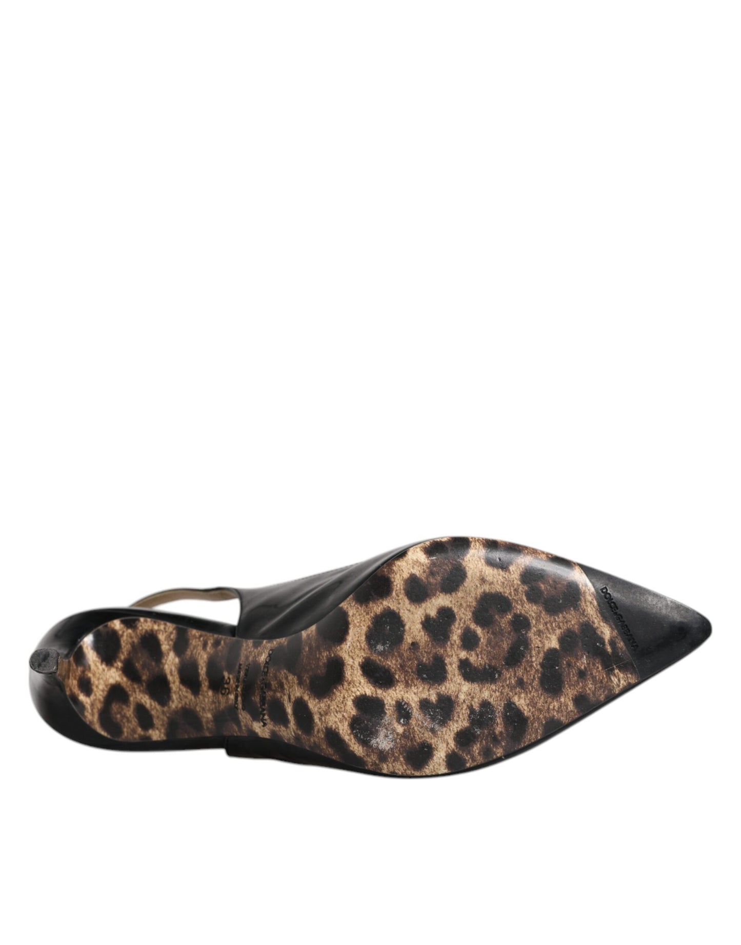 Dolce & Gabbana Schwarze Leder High Heels Slingbacks Schuhe