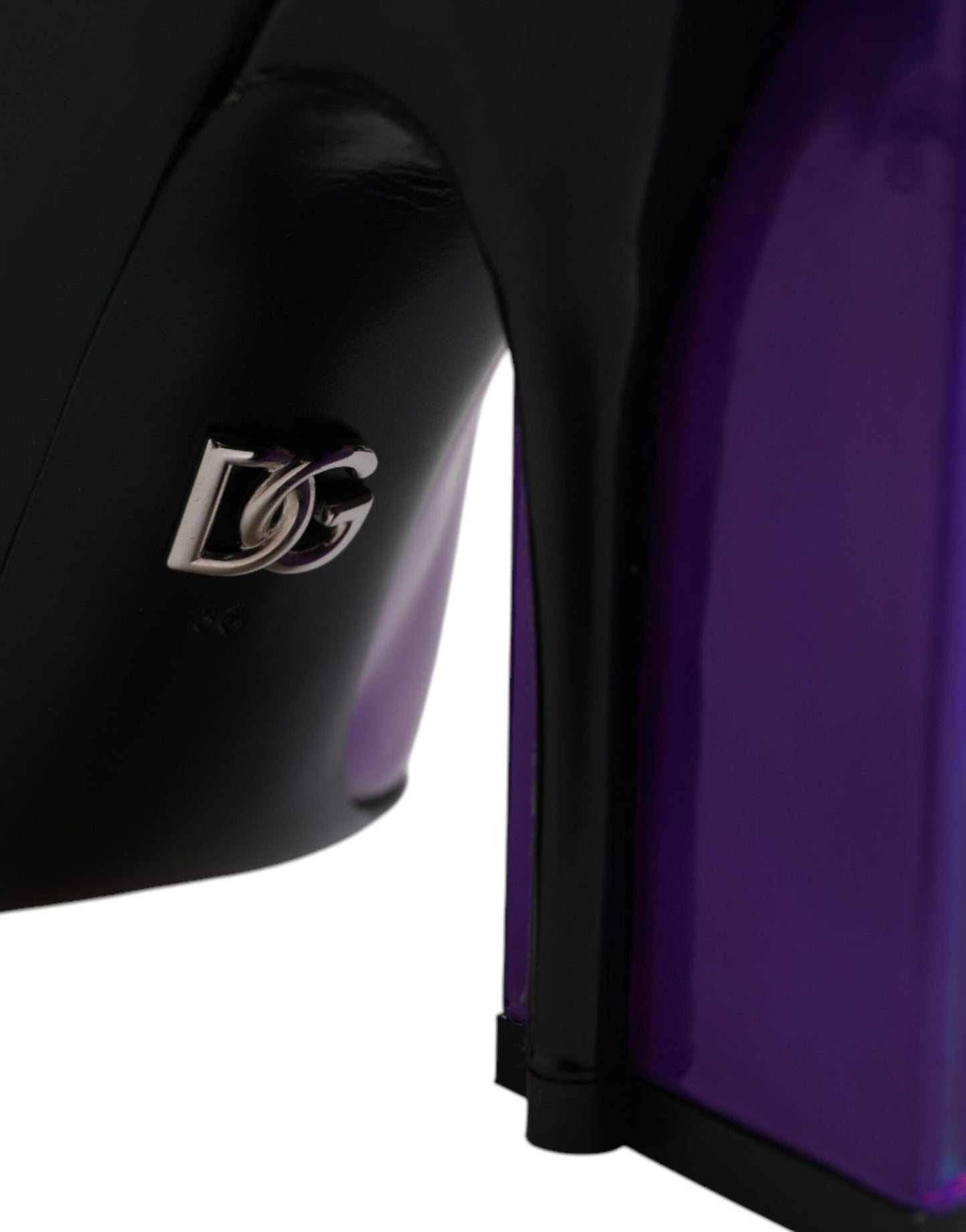 Dolce & Gabbana Lila Schwarz Spitzstiefel Schuhe