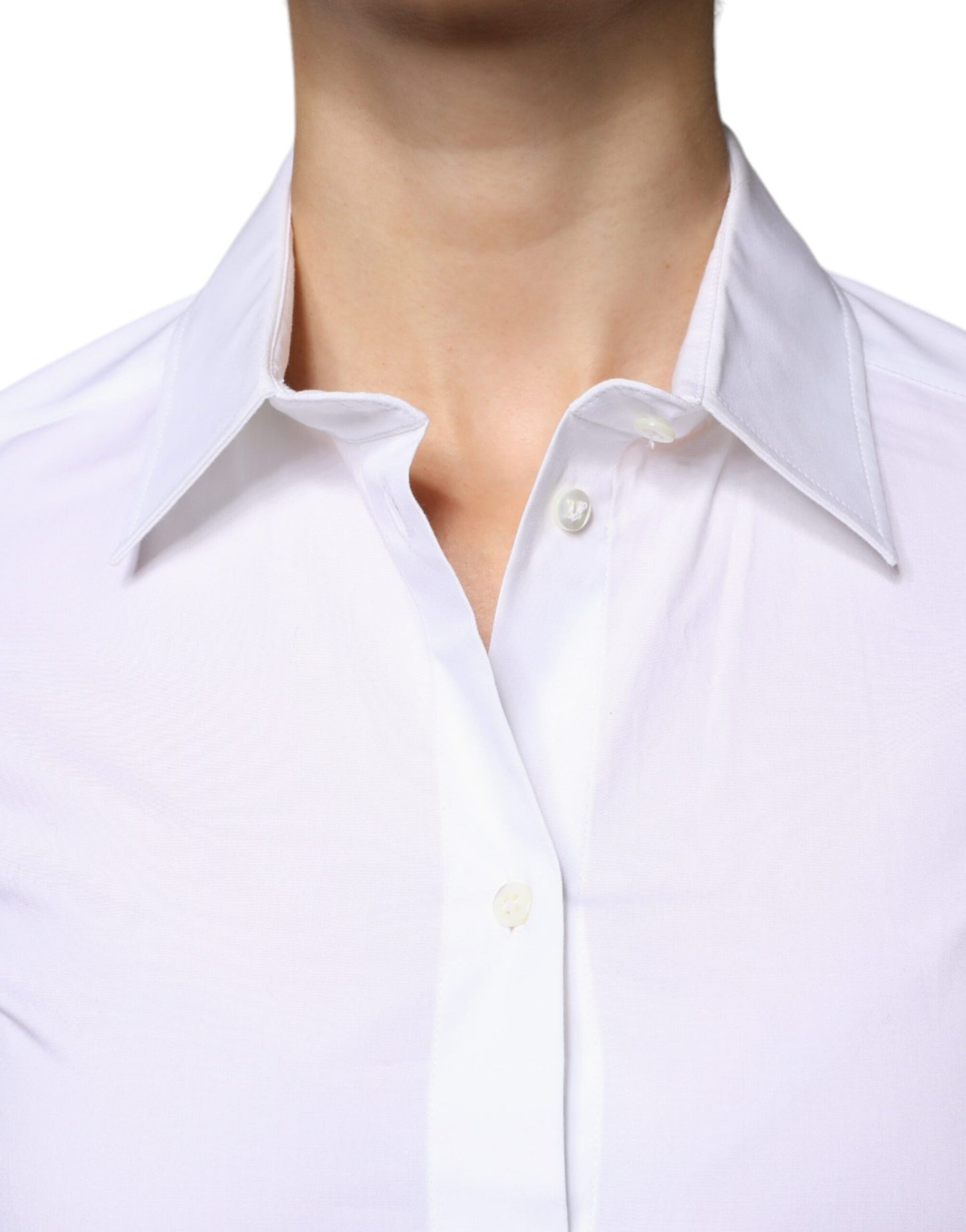 Dolce & Gabbana Weißes Baumwollhemd mit Kragen und langen Ärmeln