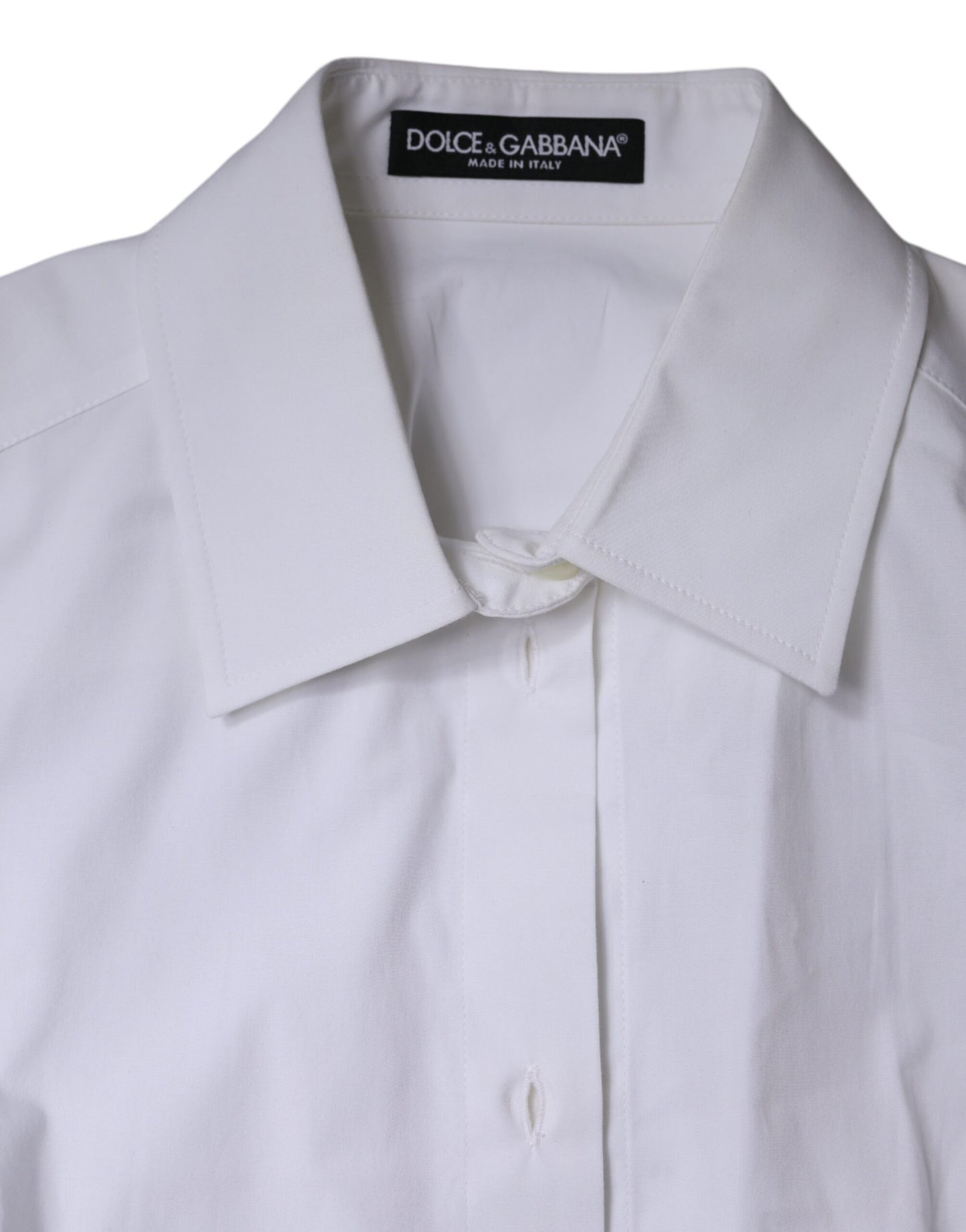 Dolce & Gabbana Weißes Baumwollhemd mit Kragen und langen Ärmeln