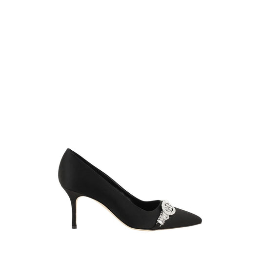 Manolo Blahnik Schwarze Asapump Satin Pumps
