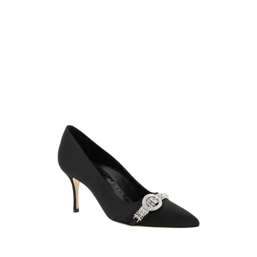 Manolo Blahnik Schwarze Asapump Satin Pumps