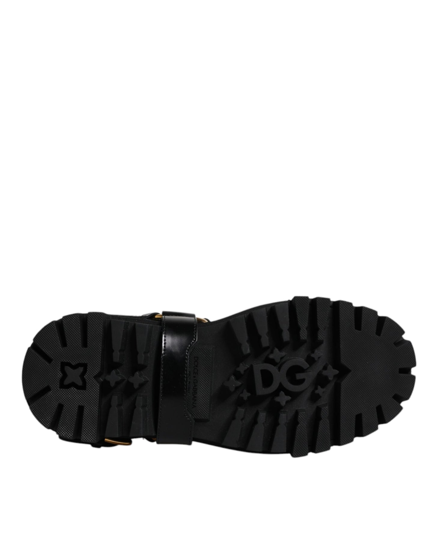 Dolce & Gabbana Schwarz Leder Slip On Stretch Trekking Stiefel Schuhe