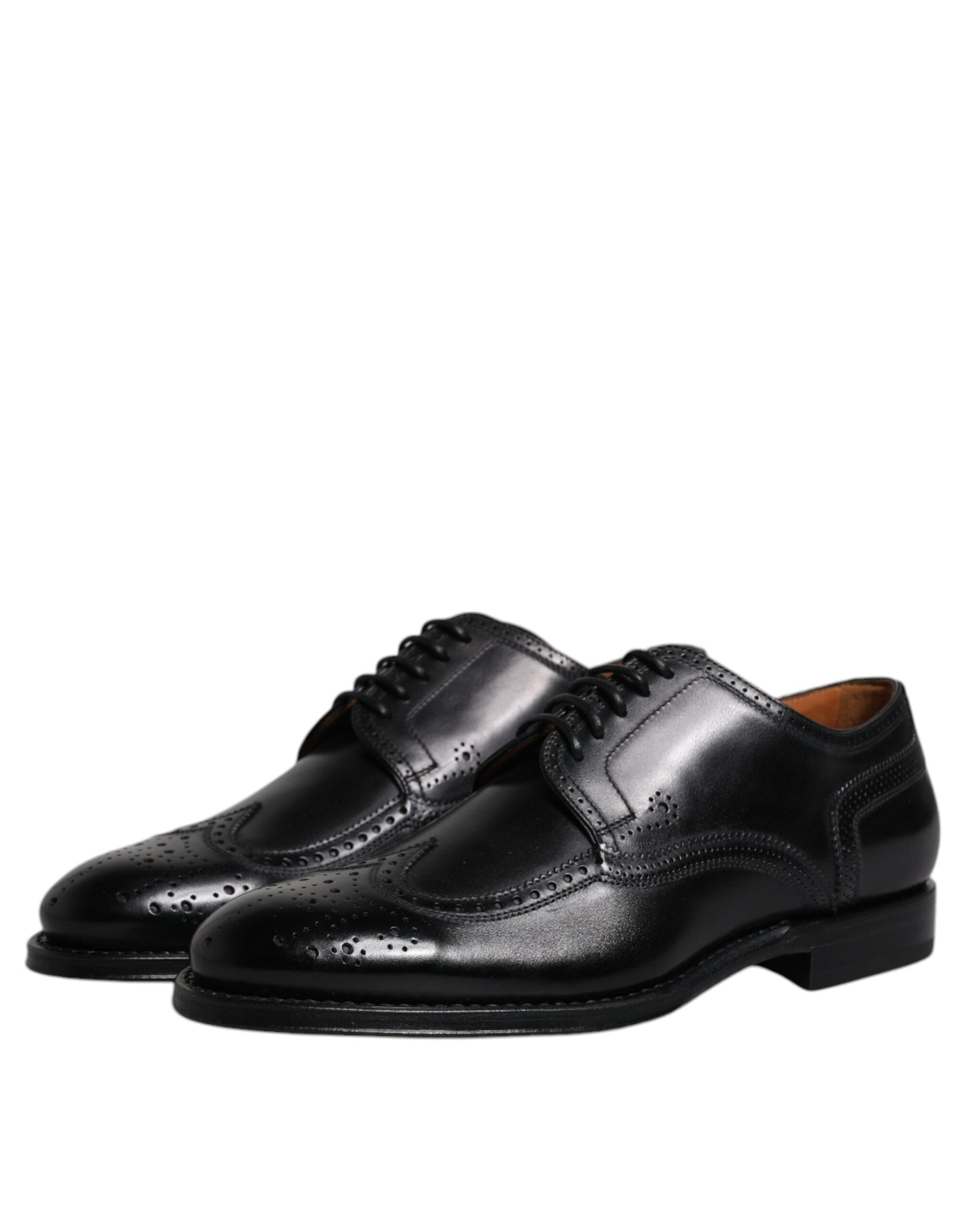 Dolce & Gabbana Schwarzes Leder Derby Wingtip Formelle Schuhe