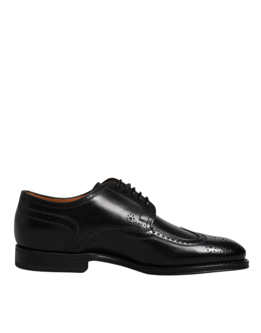 Dolce & Gabbana Schwarzes Leder Derby Wingtip Formelle Schuhe