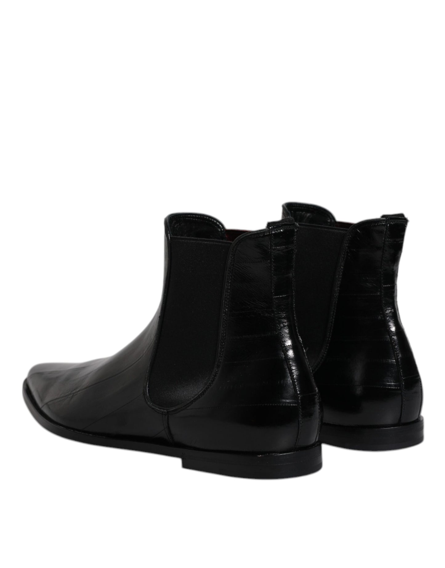 Dolce & Gabbana Schwarzes Leder Chelsea Herrenstiefel Schuhe