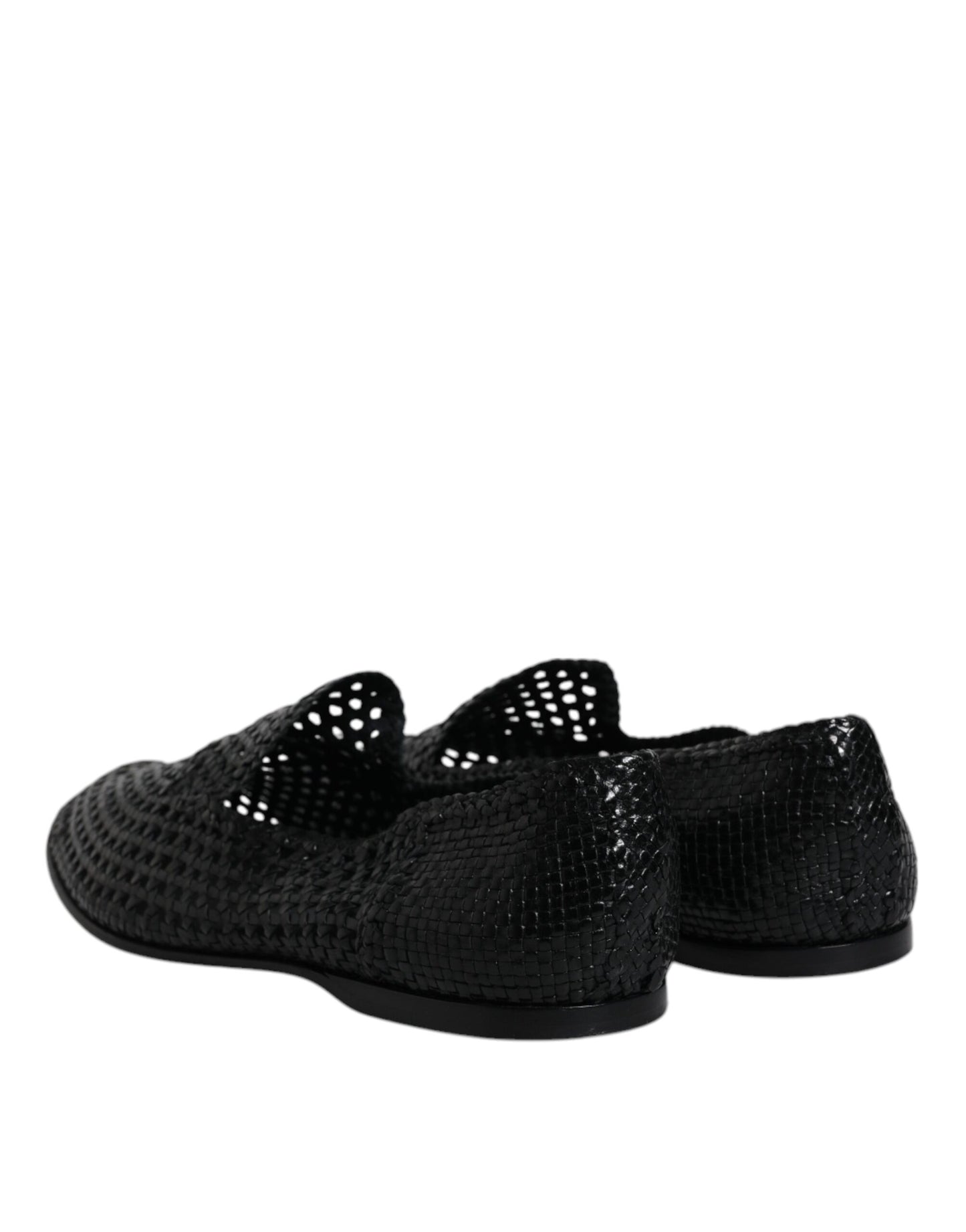 Dolce & Gabbana Schwarze gewebte Leder Slipper Schuhe