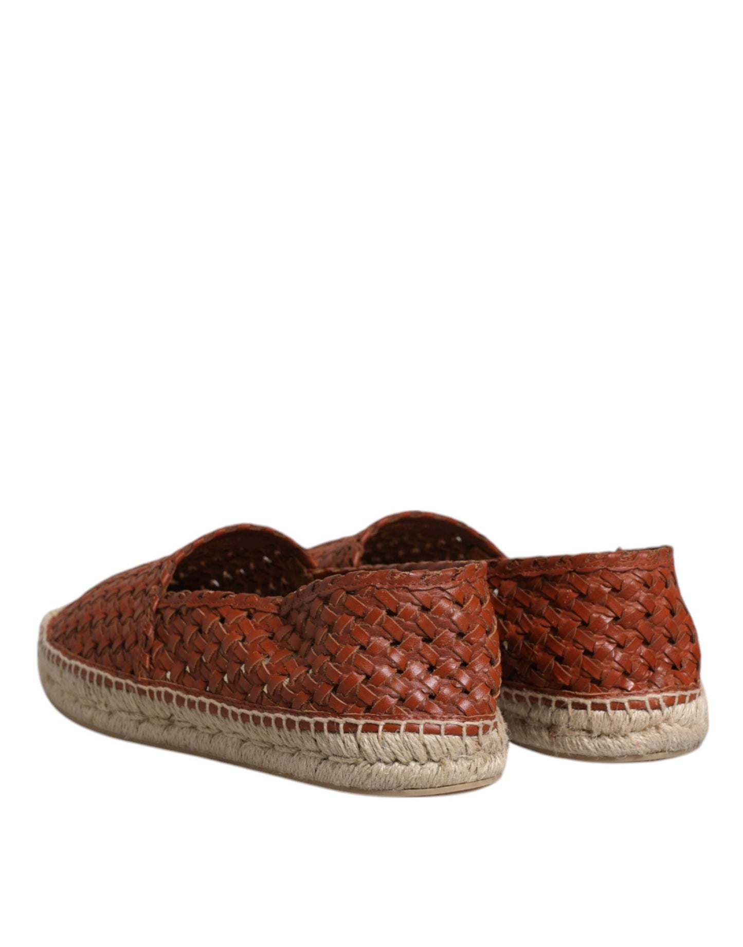 Dolce & Gabbana Kastanienbraune gewebte Leder Herren Espadrille Schuhe